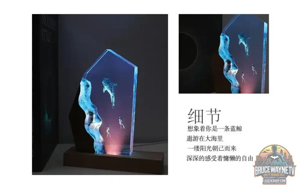 Pièce décorative de table micro-scène marine - Baleine en résine lumineuse décoration personnalisée pour la maison