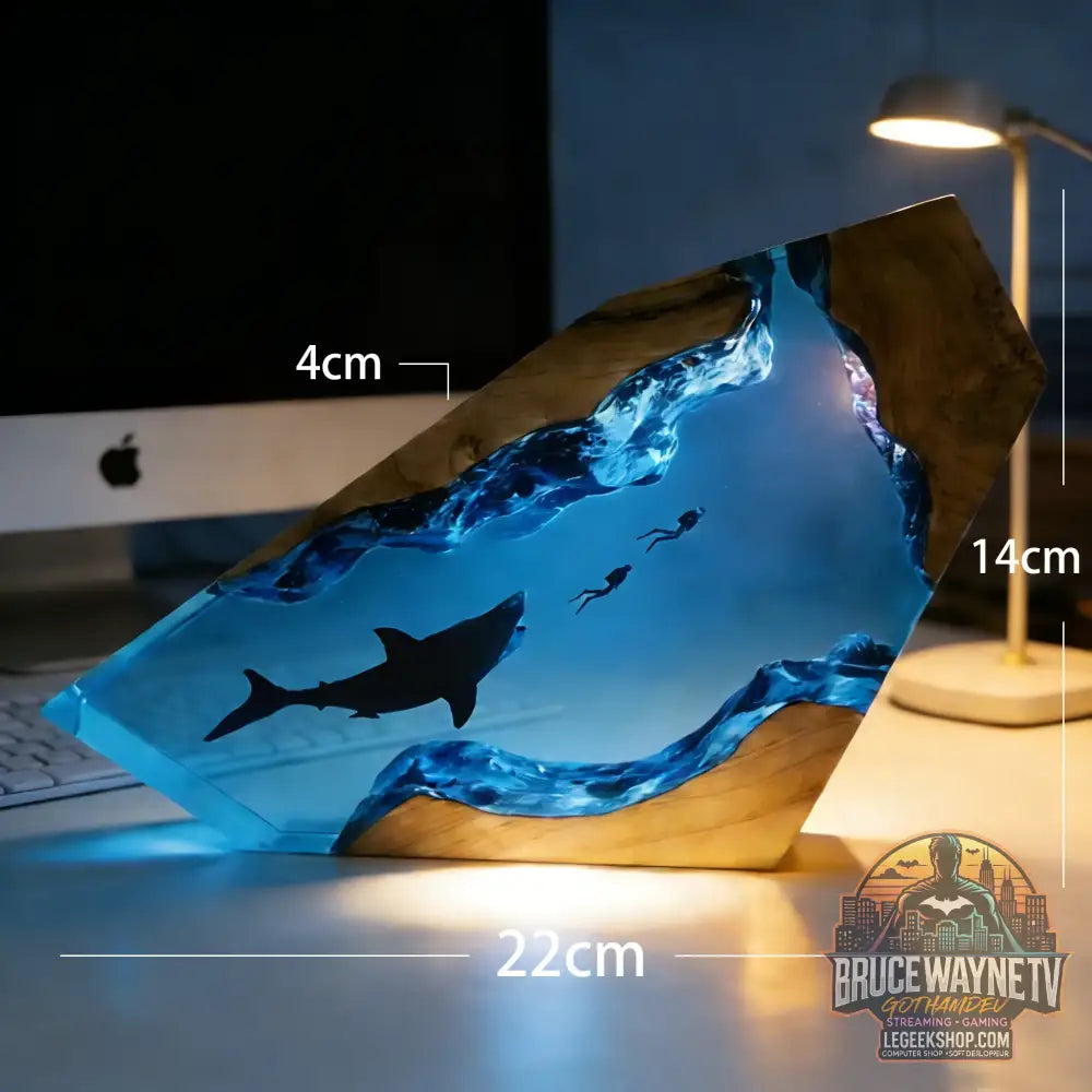 Pièce décorative de table micro-scène marine - Baleine en résine lumineuse décoration personnalisée pour la maison