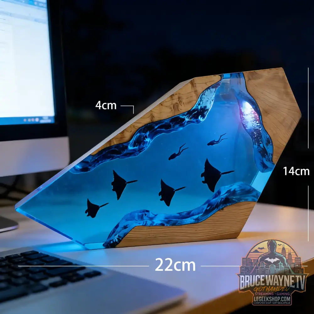 Pièce décorative de table micro-scène marine - Baleine en résine lumineuse décoration personnalisée pour la maison