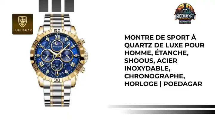 Montre de sport &agrave; quartz de luxe pour homme, &eacute;tanche, Shoous, acier inoxydable, chronographe, horloge | POEDAGAR by@Outfy