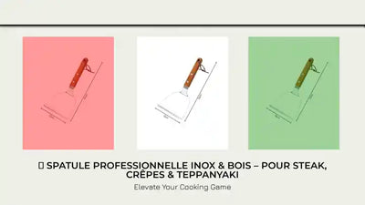 🍳 Spatule Professionnelle Inox & Bois &ndash; Pour Steak, Cr&ecirc;pes & Teppanyaki by@Outfy