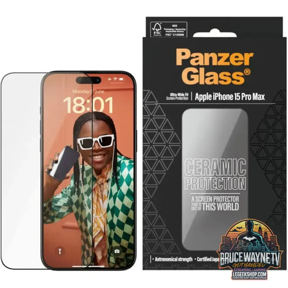 PanzerGlass Ceramic Displayschutz Ultra-Wide Fit, Schutzfolie transparent, iPhone 15 Pro Max, EasyAligner - Beschaffenheit: Glänzend - vue 4