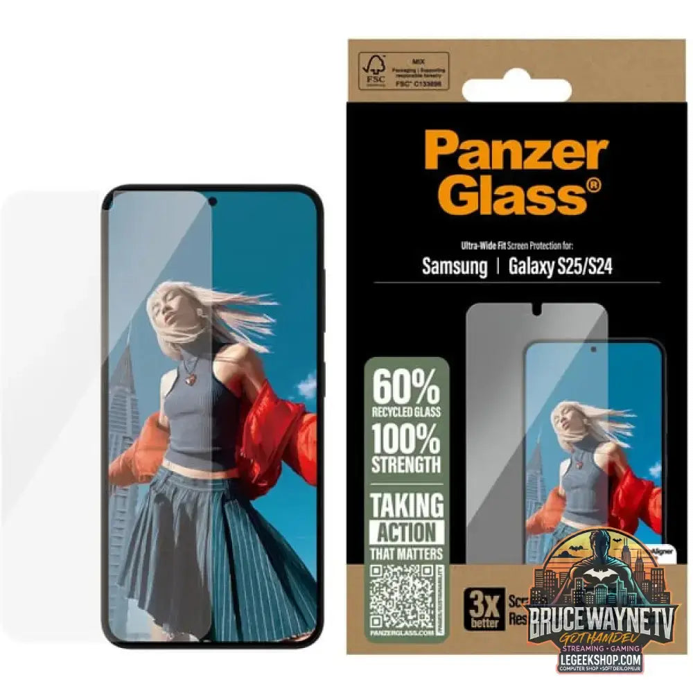 PanzerGlass Displayschutz Ultra-Wide Fit, Schutzfolie transparent, Samsung Galaxy S25 / S24, EasyAligner - PanzerGlass - vue 4