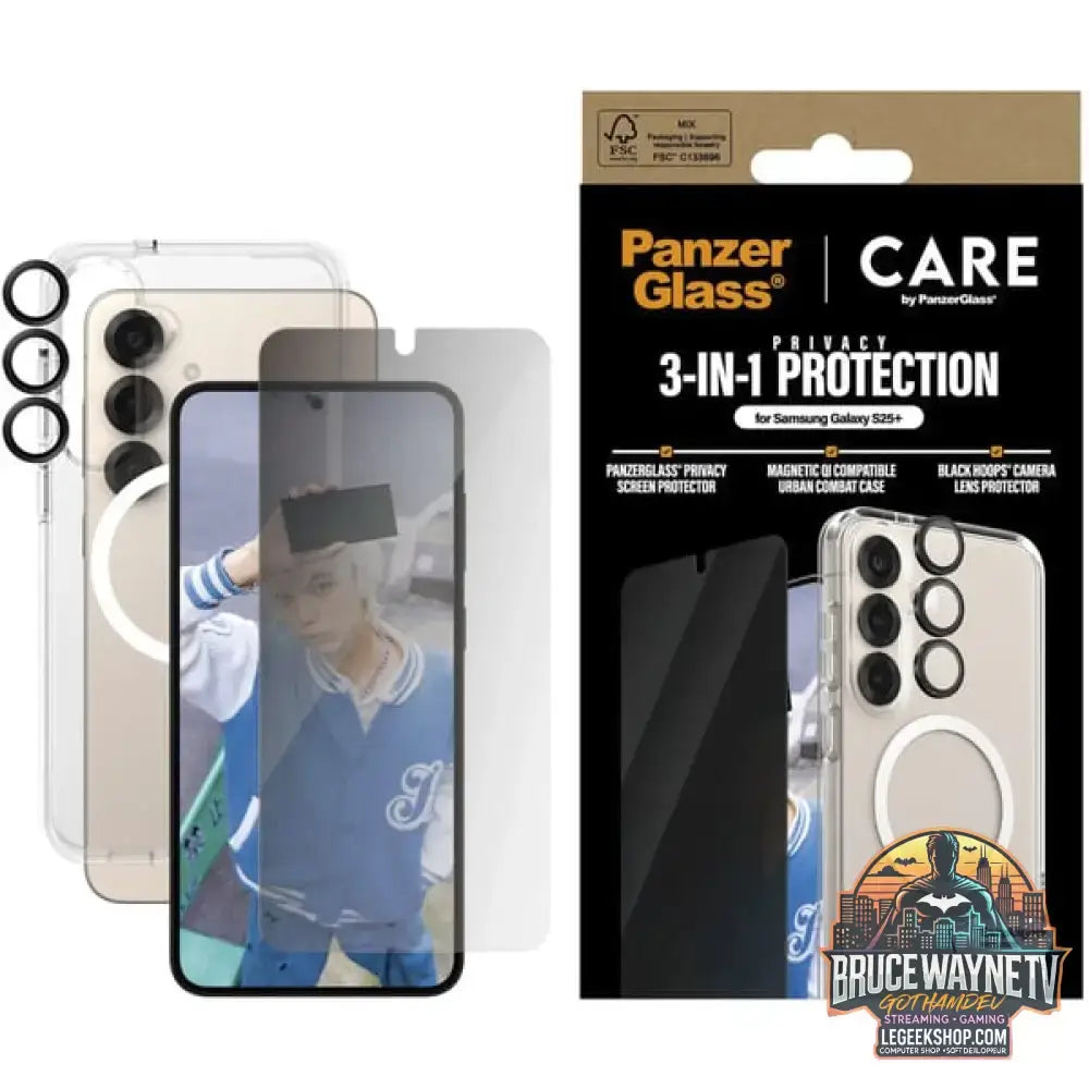 PanzerGlass Flagship 3-in-1 Privacy Set transparent/weiß, Samsung Galaxy S25+, QI-kompatibel, EasyAligner - PanzerGlass - vue 4