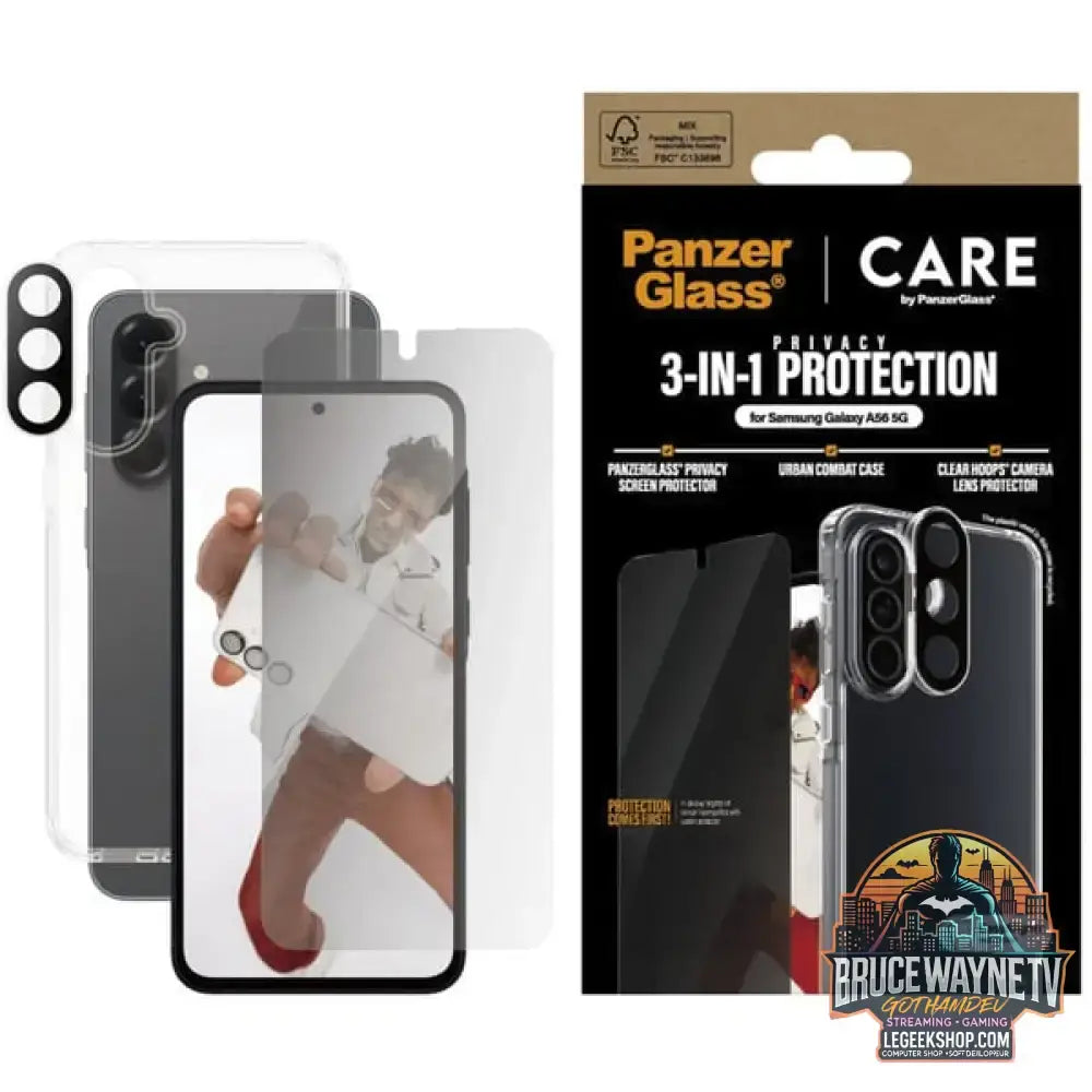 PanzerGlass Flagship 3-in-1 Privacy Set transparent/weiß, Samsung Galaxy A56 5G, QI-kompatibel, EasyAligner - PanzerGlass - vue 4