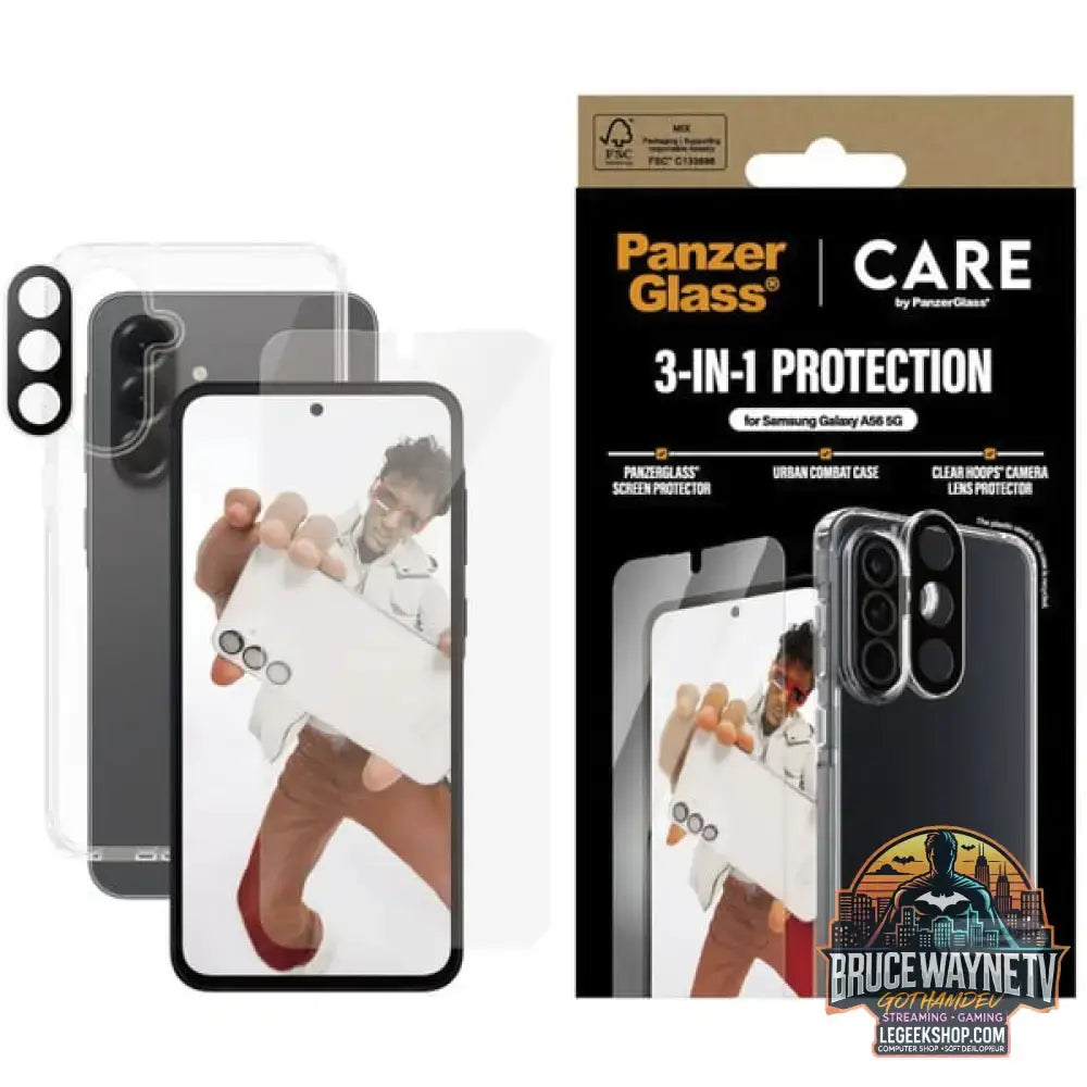 PanzerGlass Flagship 3-in-1 Set transparent/weiß, Samsung Galaxy A56 5G, QI-kompatibel, EasyAligner - PanzerGlass - vue 4