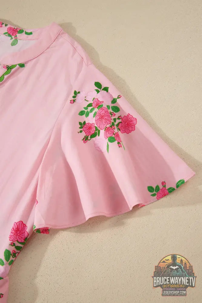 Robe Longue Femme – Florale · Col Cranté · Manches Courtes Flottantes · Taille Haute · 2 Coloris - Robe Femme
