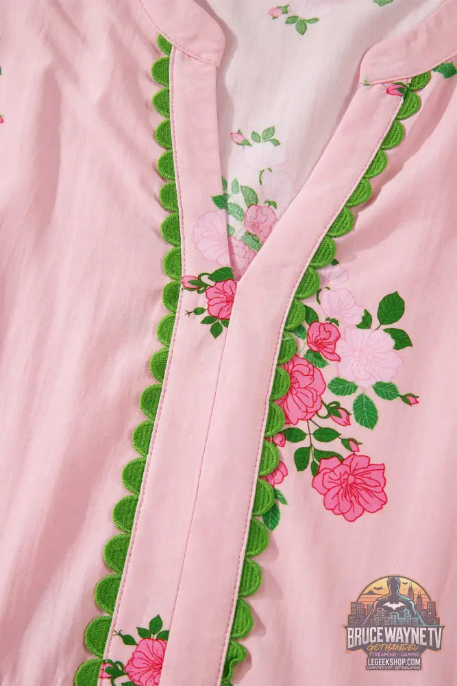 Robe Longue Femme – Florale · Col Cranté · Manches Courtes Flottantes · Taille Haute · 2 Coloris - Robe Femme