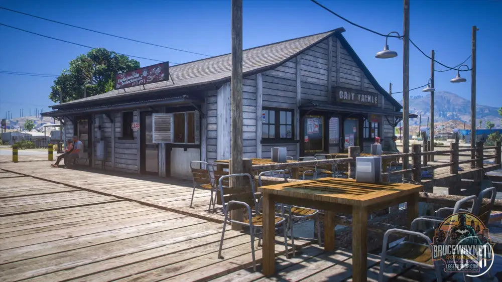 Sandy Shores Pier MLO FiveM - Quai Bois - Boutique Appats - Marche - Cafe Vue Lac - FiveM MLO