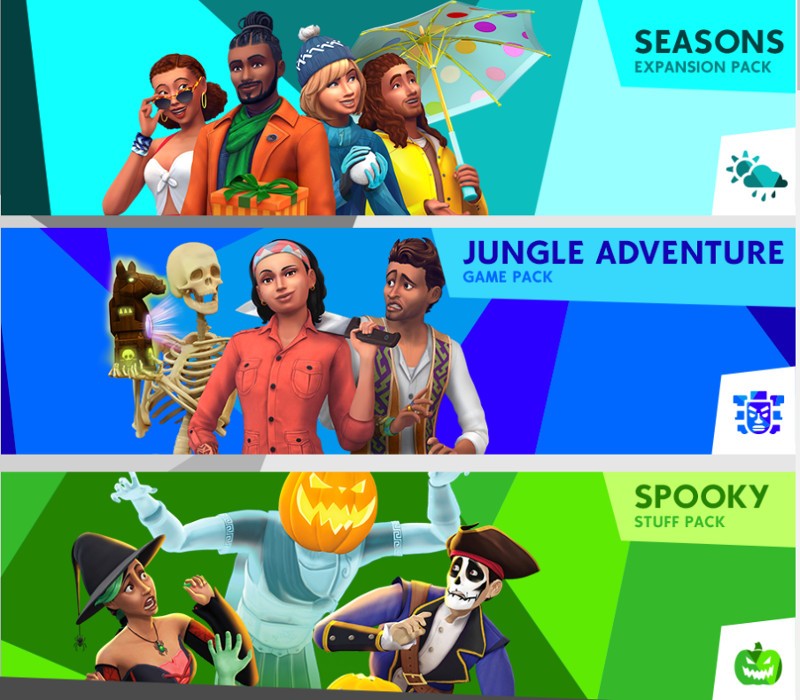 The Sims 4 Bundle - Seasons + Jungle Adventure + Spooky Stuff DLC EU XBOX One /
