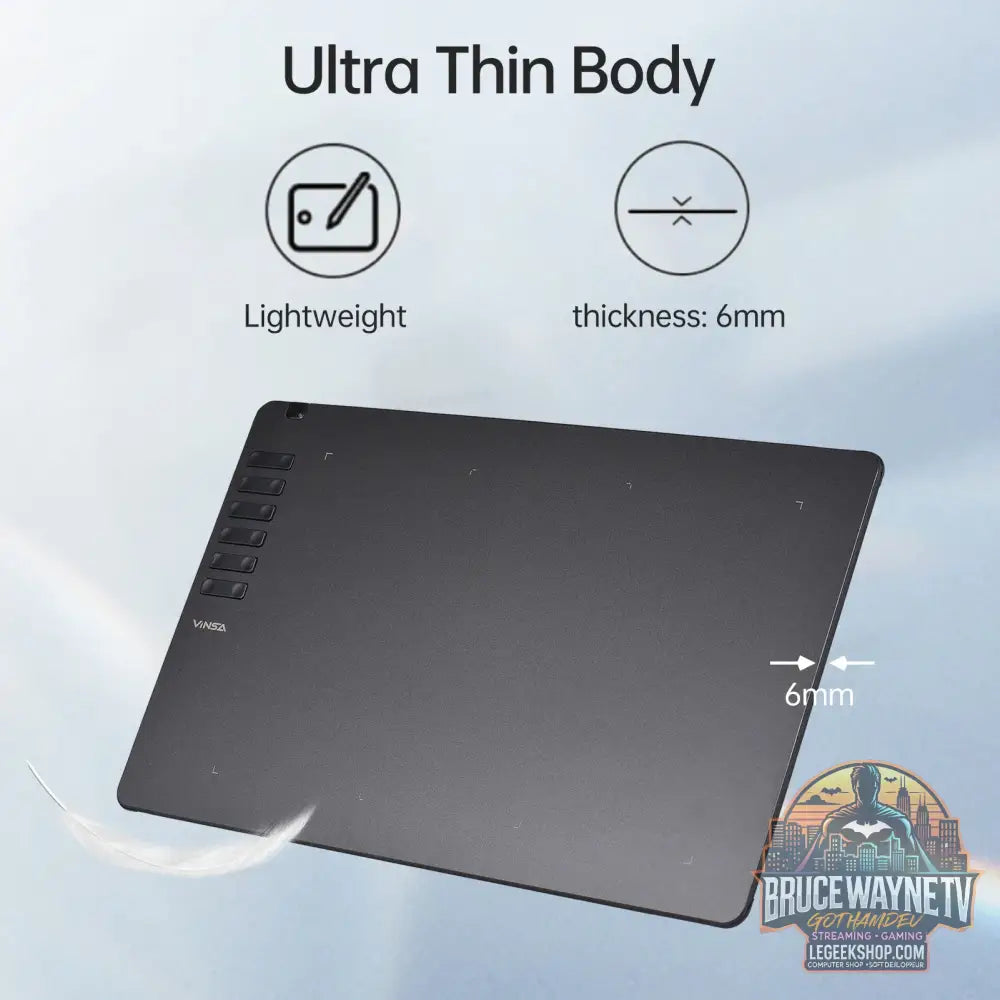 Tablette Graphique VINSA T1161 Ultra-Mince, 8192 Niveaux de Pression Stylet sans Batterie - Tablette Graphique
