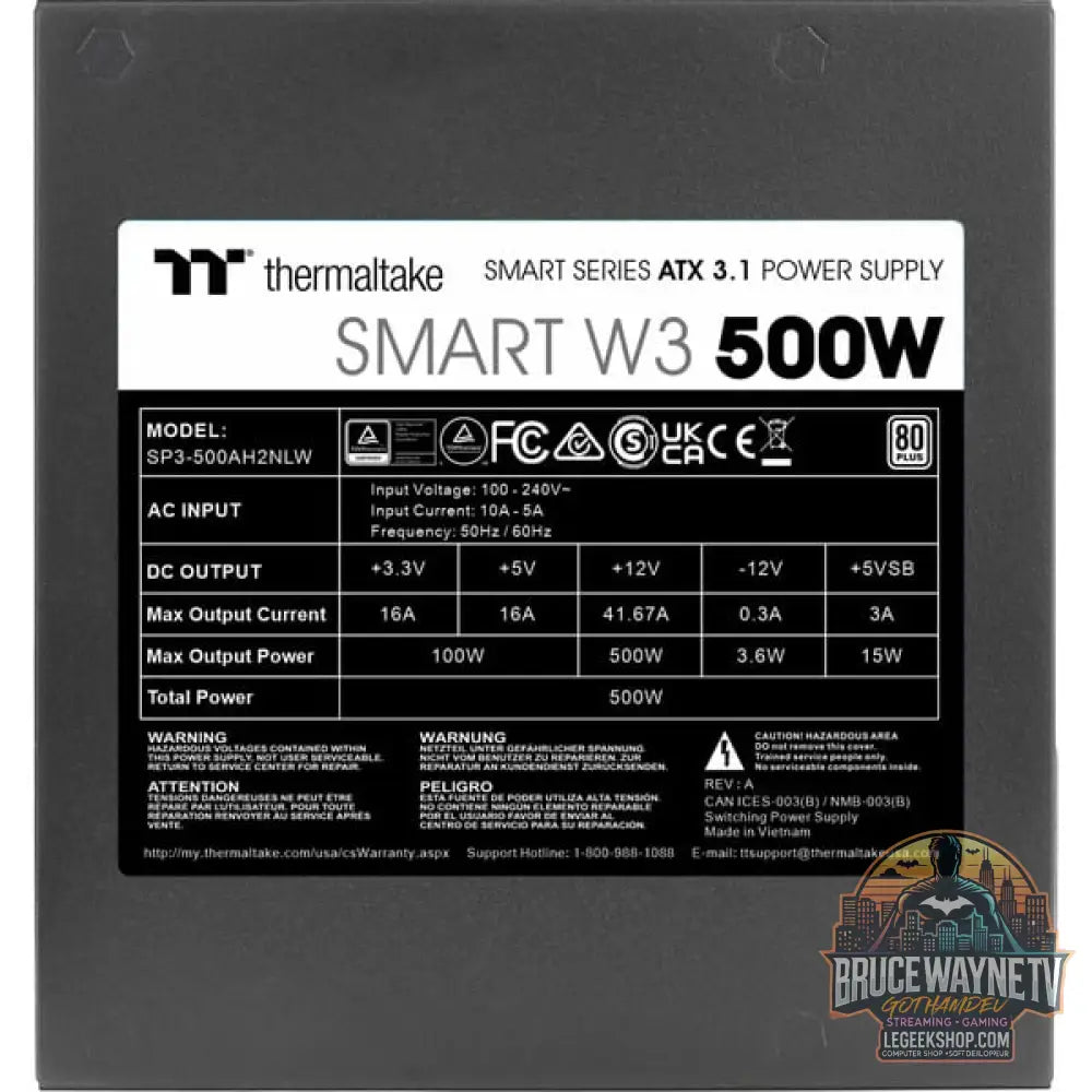 Thermaltake Smart W3 0500W, alimentation PC - Thermaltake - vue 4