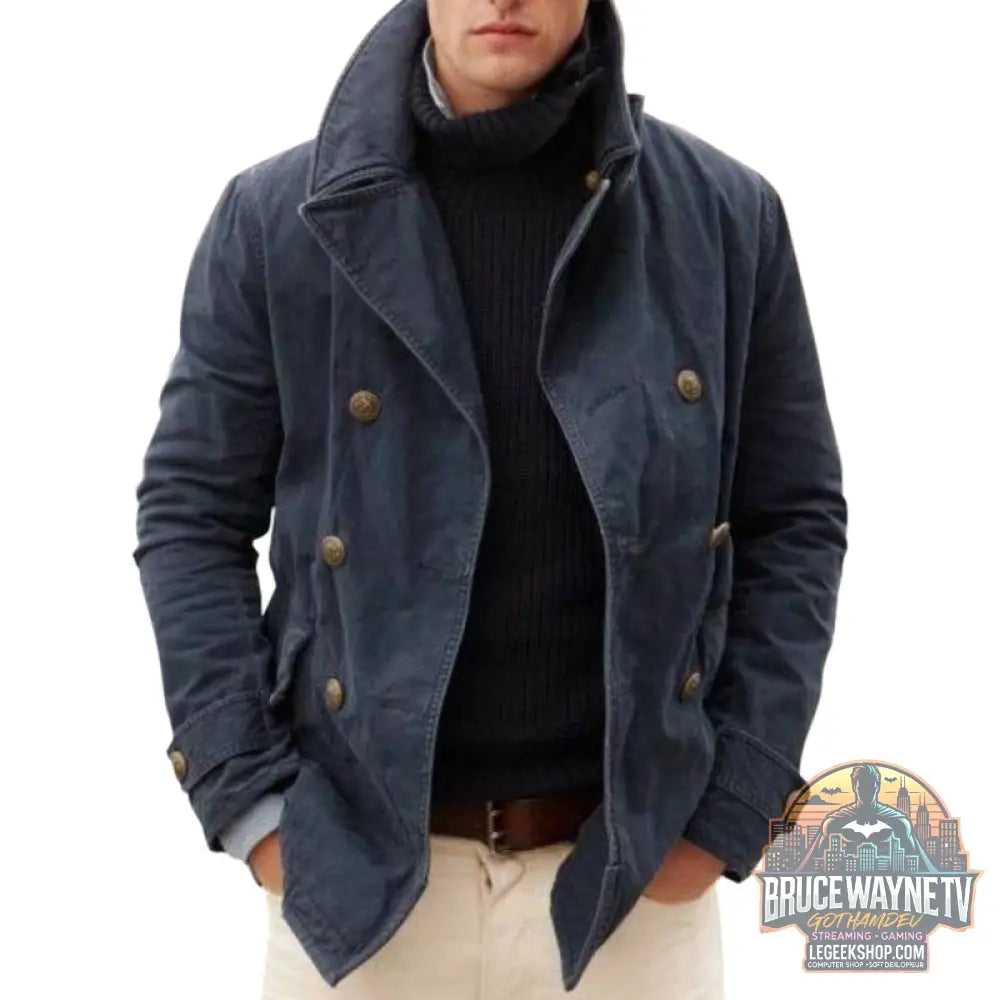 Veste Homme Casual Fashion Doublée Couleur Unie Revers Coupe Loose - Veste Homme