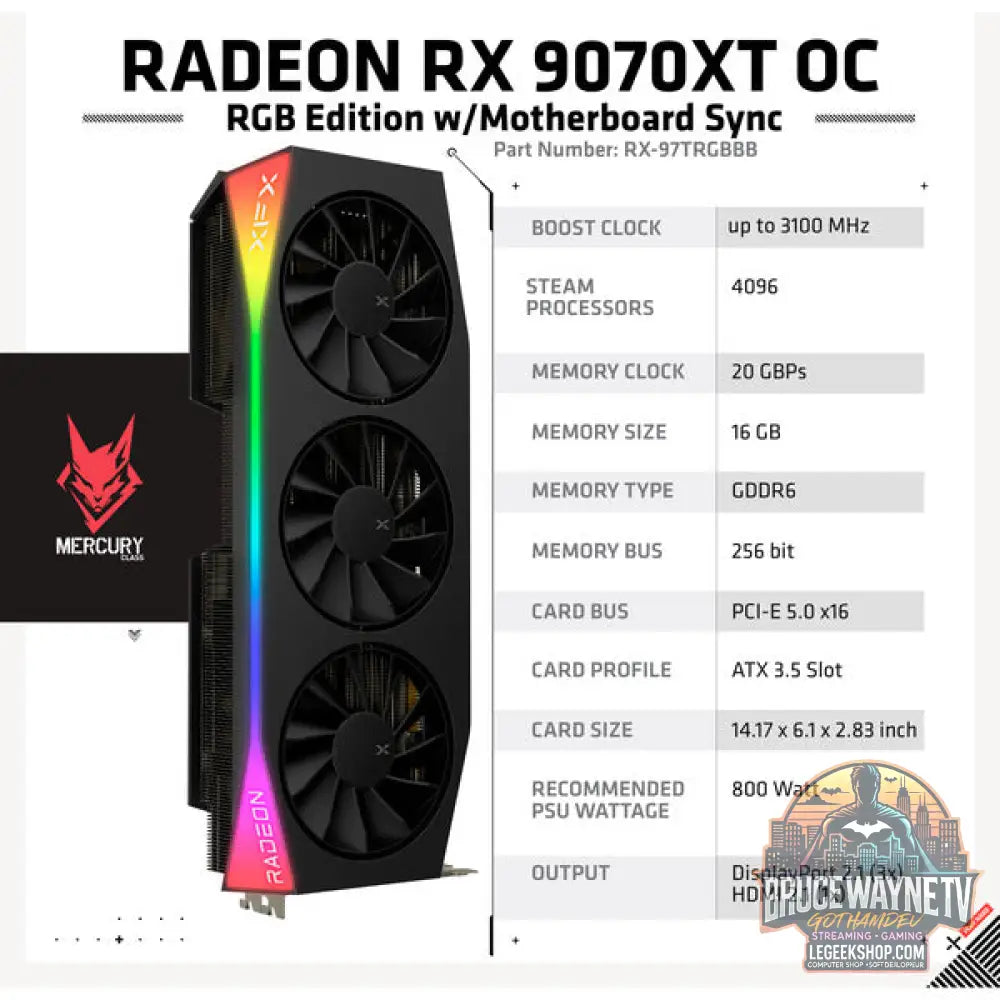 XFX Radeon RX 9070 XT OC Mercury RGB, carte graphique - XFX - vue 7